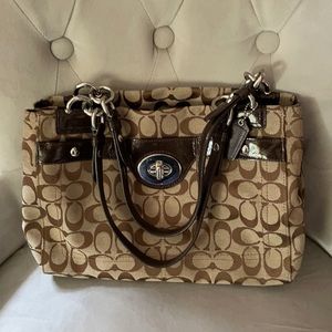 Coach Tan and Brown Shoulder Bag